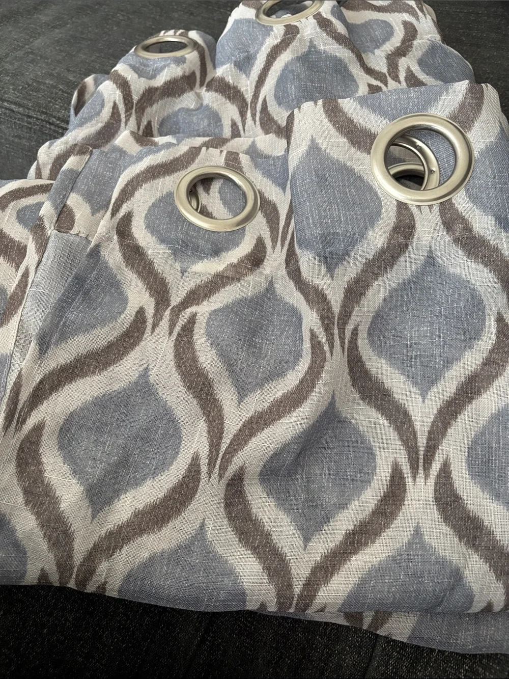 Grey and Brown Grommet Window Curtain Panel